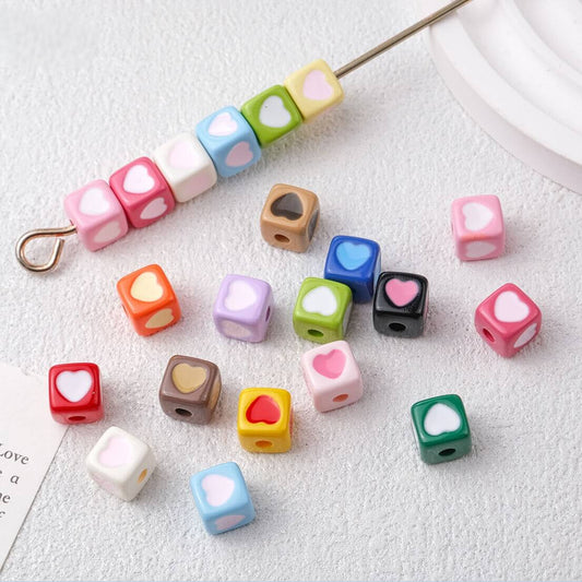 A258-(9MM)Acrylic Heart Square Beads (9 Square Game)
