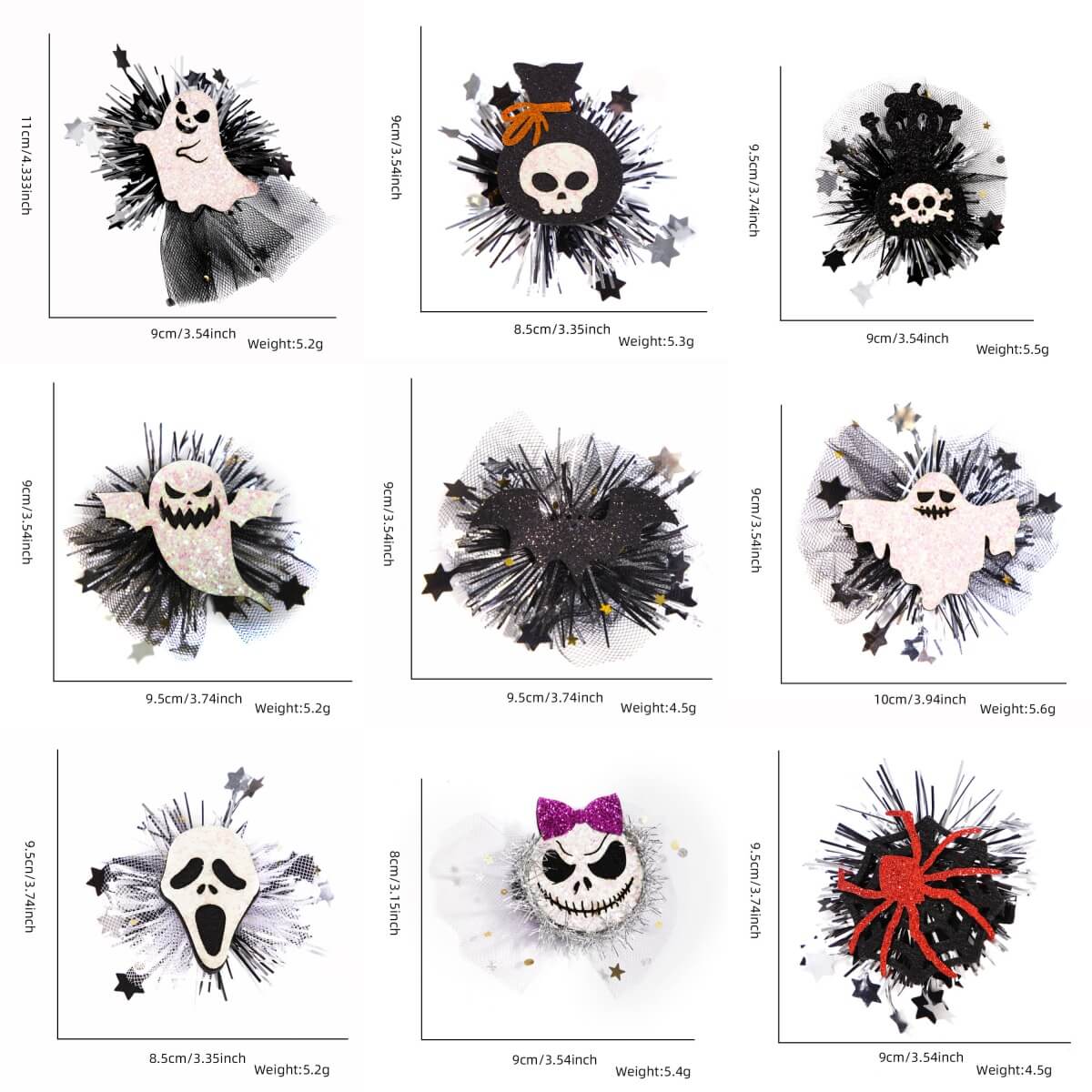 H09-Pinza para el pelo de Halloween 18 diseños (Juego de correspondencias)