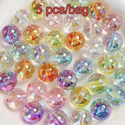 A131-(16mm)Cuentas Acrílicas Multicolor con Purpurina y Revestimiento UV (Juego de 9 Cuadrados)