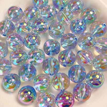 A131-(16mm)Cuentas Acrílicas Multicolor con Purpurina y Revestimiento UV (Juego de 9 Cuadrados)