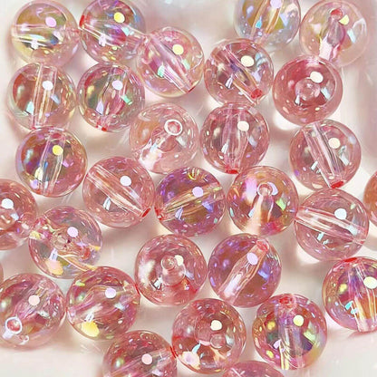 A131-(16mm)Cuentas Acrílicas Multicolor con Purpurina y Revestimiento UV (Juego de 9 Cuadrados)