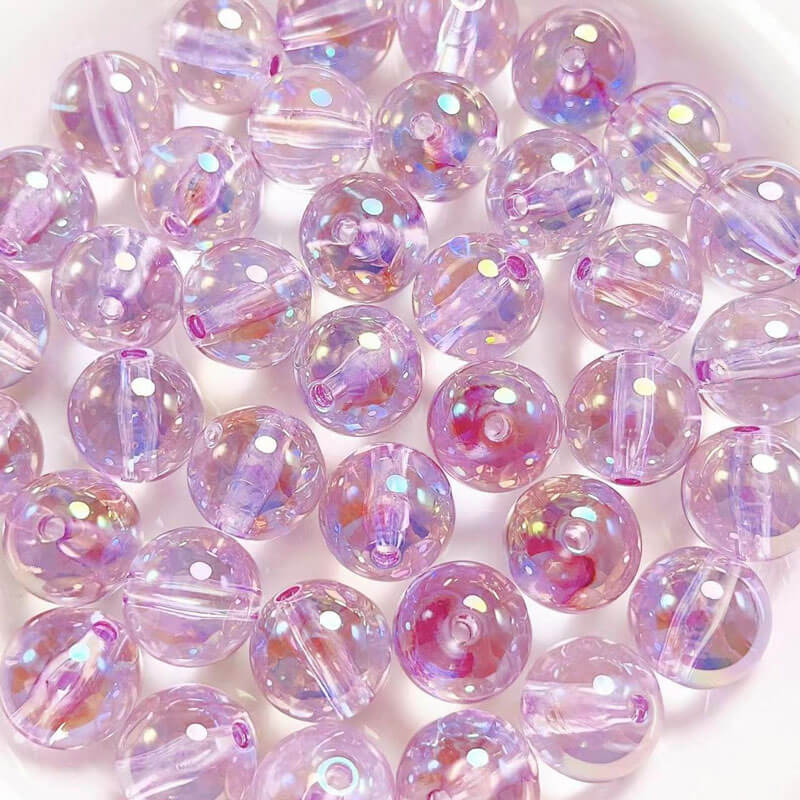 A131-(16mm)Cuentas Acrílicas Multicolor con Purpurina y Revestimiento UV (Juego de 9 Cuadrados)
