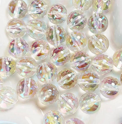 A131-(16mm)Cuentas Acrílicas Multicolor con Purpurina y Revestimiento UV (Juego de 9 Cuadrados)