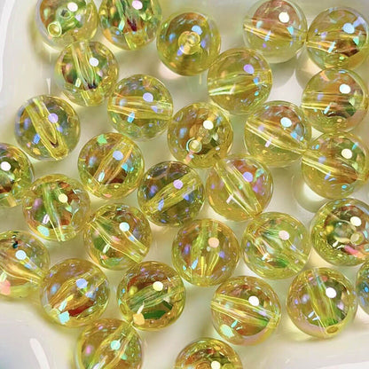 A131-(16mm)Cuentas Acrílicas Multicolor con Purpurina y Revestimiento UV (Juego de 9 Cuadrados)