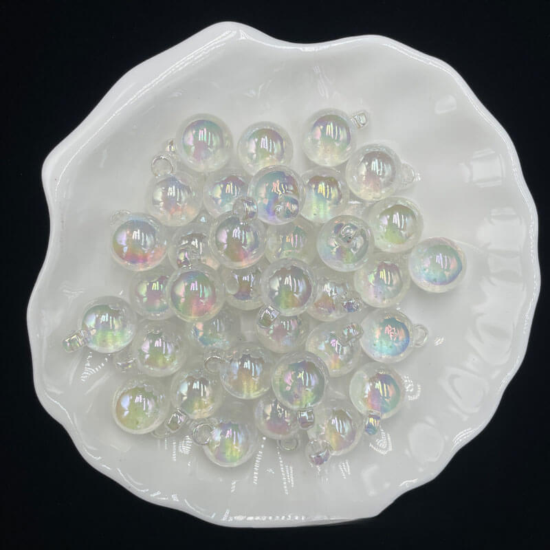 A168-(15*21mm) Cuentas acrílicas con purpurina multicolor con revestimiento UV para colgar (Juego de 9 cuadrados)