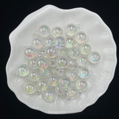 A168-(15*21mm) Cuentas acrílicas con purpurina multicolor con revestimiento UV para colgar (Juego de 9 cuadrados)