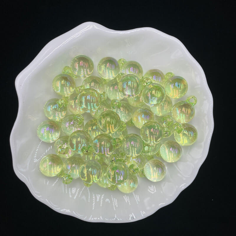 A168-(15*21mm) Cuentas acrílicas con purpurina multicolor con revestimiento UV para colgar (Juego de 9 cuadrados)