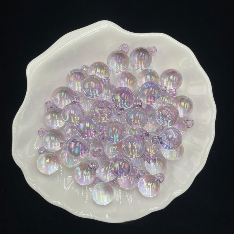 A168-(15*21mm) Cuentas acrílicas con purpurina multicolor con revestimiento UV para colgar (Juego de 9 cuadrados)