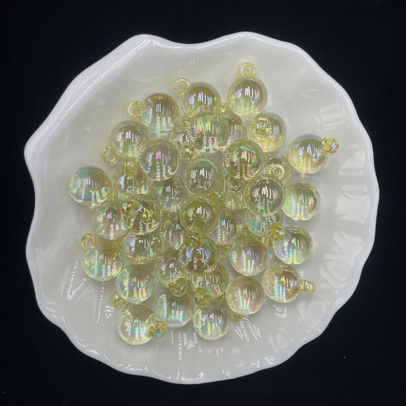 A168-(15*21mm) Cuentas acrílicas con purpurina multicolor con revestimiento UV para colgar (Juego de 9 cuadrados)