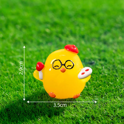 A204-Pollito Luminoso de Resina Amarillo (Juego de 9 Cuadrados)