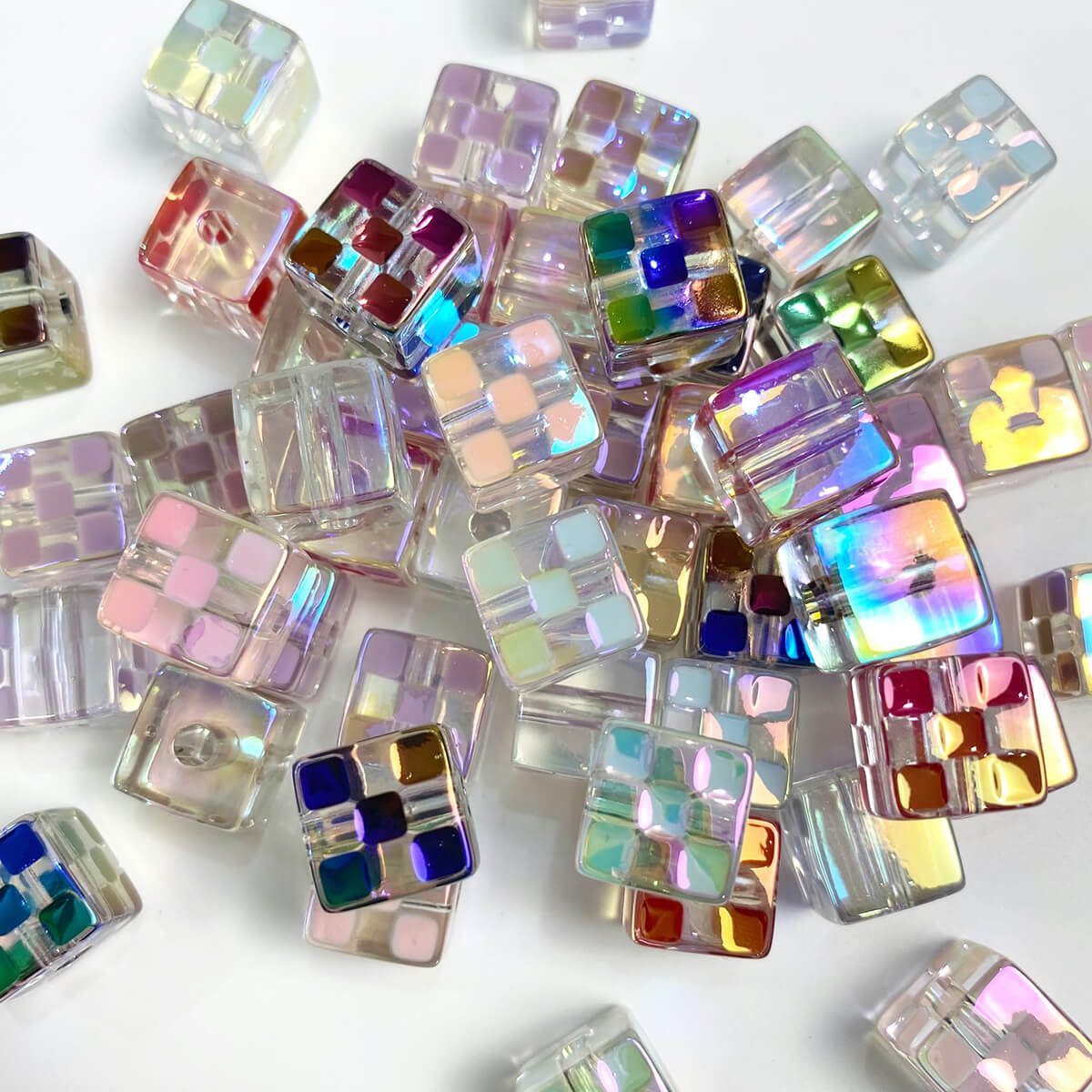 A262-(14MM)Cuentas Cuadradas Acrílicas de Varios Colores (Juego de 9 Cuadrados)