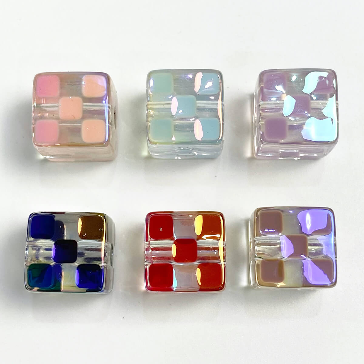 A262-(14MM)Cuentas Cuadradas Acrílicas de Varios Colores (Juego de 9 Cuadrados)