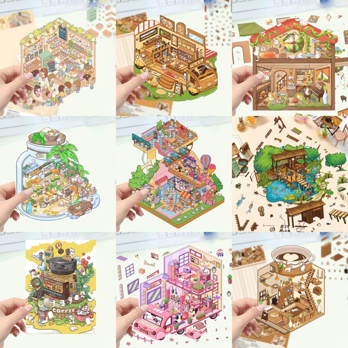 A269-Mini World Pegatinas 3D 6 (Juego de combinación de colores)
