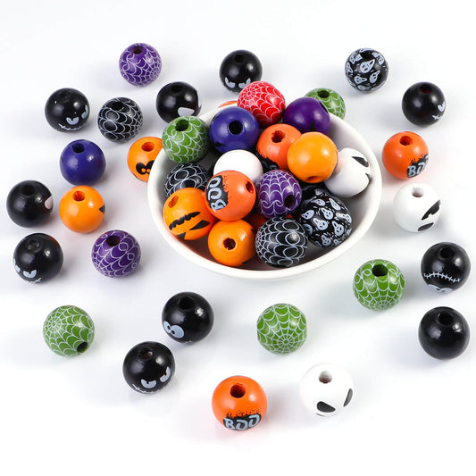 H04-Cuentas de madera de Halloween (Juego de 9 cuadrados)